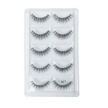 5 Pairs Manga Style Cosplay False Eyelashes – Soft Natural Short Mink Strip Lashes with Clear Band