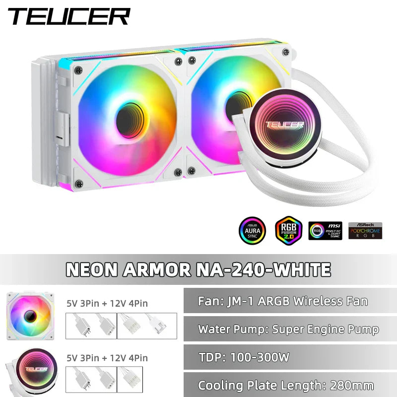 TEUCER NA-360 PC Water Cooling Radiator – Liquid Cooler for Intel LGA 2011/1700/1200/1155, AMD AM4/AM5, X99 Motherboard Support