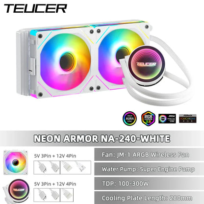 TEUCER NA-360 PC Water Cooling Radiator – Liquid Cooler for Intel LGA 2011/1700/1200/1155, AMD AM4/AM5, X99 Motherboard Support