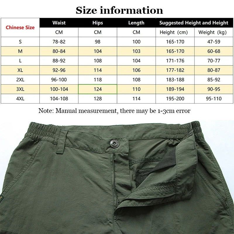Men's Summer Tactical Cargo Pants - Lightweight Waterproof Multi-Pocket Outdoor Hiking Trousers