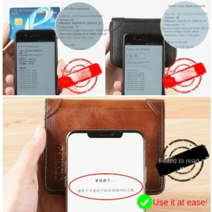 Genuine Leather Men’s RFID Blocking Trifold Wallet – Vintage Thin Short Multi-Function Card Holder ID Window Male Purse Money Wallet