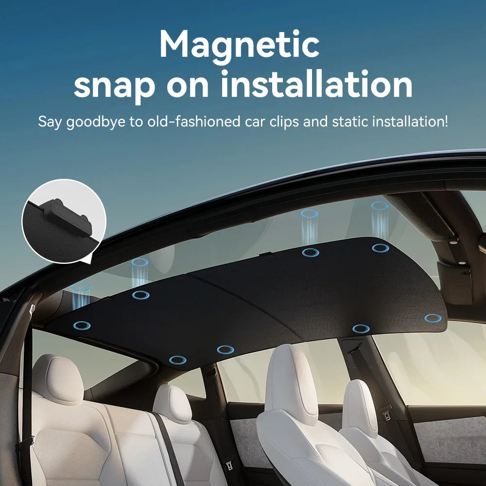 YZ Tesla Model 3/Y Highland Sunshade (2025–2026) – Graphene Honeycomb Black Roof Sun Shade for Front, Rear & Sunroof Glass Protection