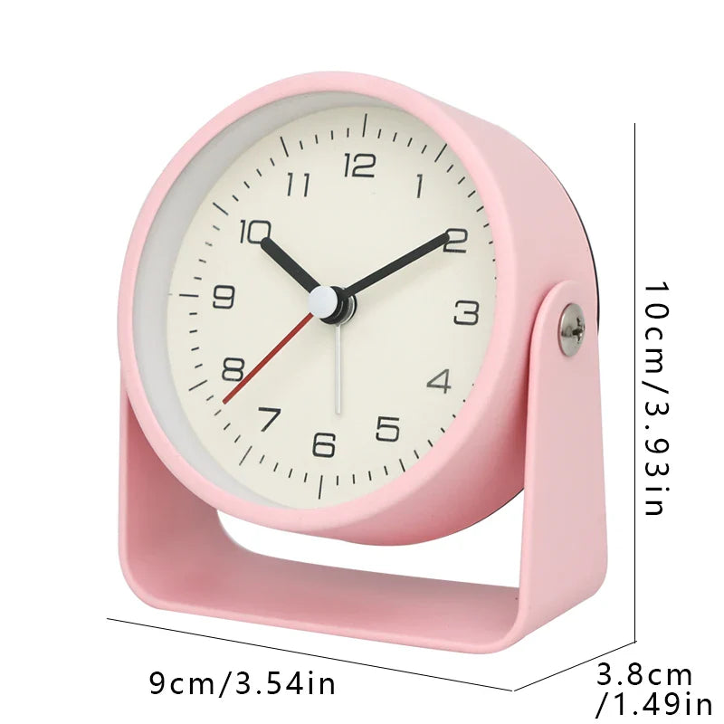 Creative Metal Minimalist Silent Alarm Clock – Small Quartz Desktop Clock for Student Desk, Room & Office Decor