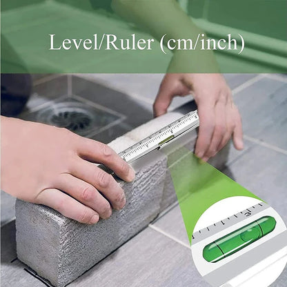 7-in-1 Multifunctional Pen - Touch Screen Stylus, Screwdriver, Ruler, Level Gauge, Refillable Ballpoint & Pencil Tool
