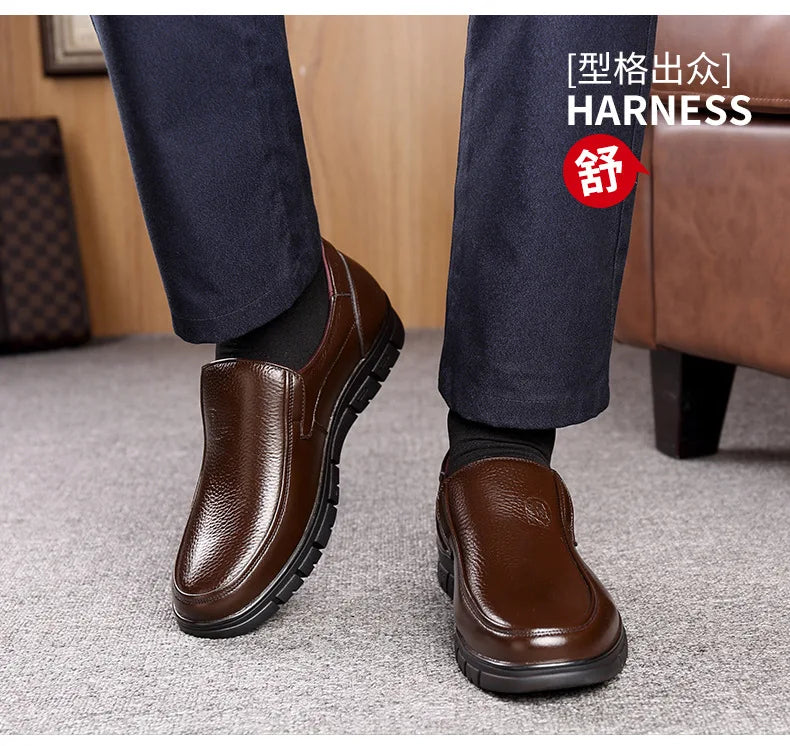 Genuine Leather Handmade Men's Shoes – Casual Loafers, Breathable Slip-On Walking Sneakers for Outdoor Wear