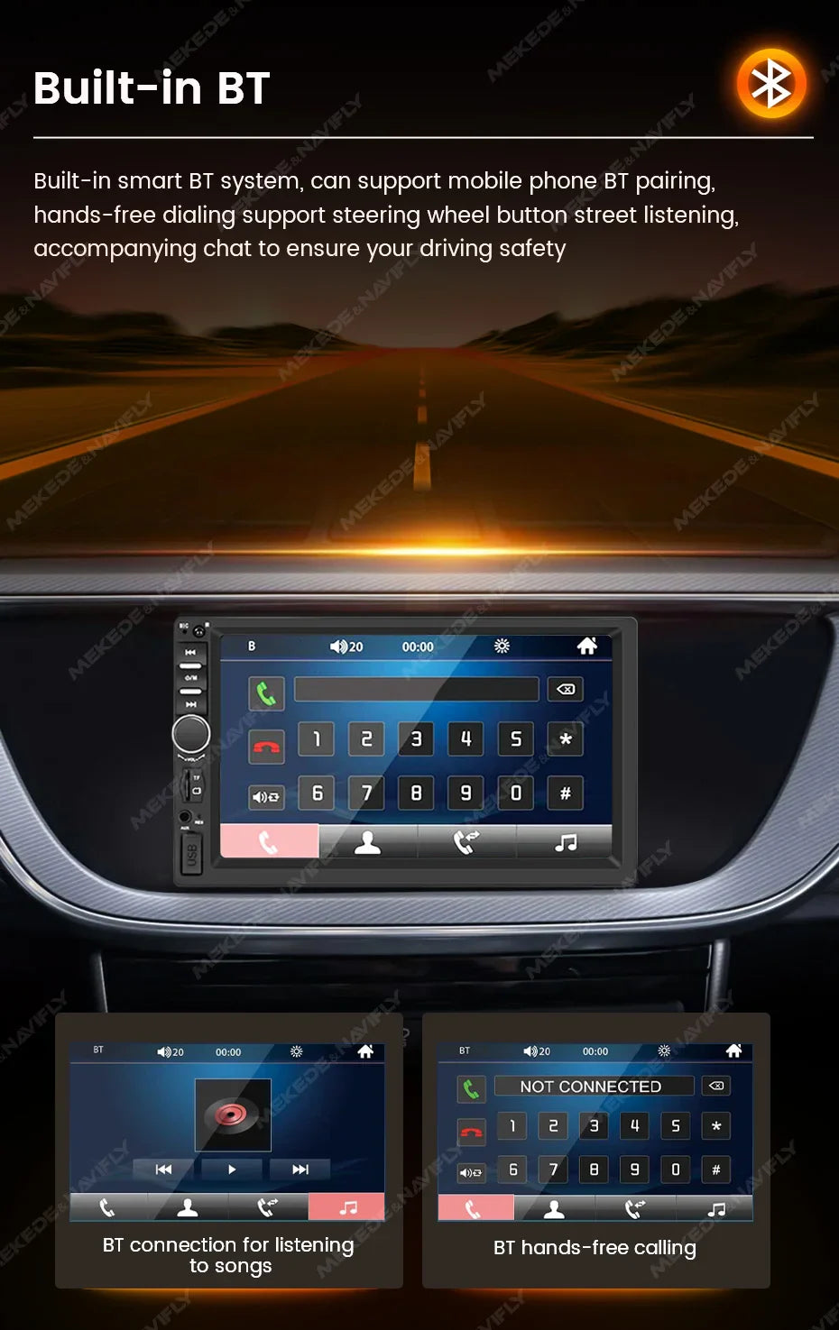 1DIN Universal 6.86" MP5 Car Radio – Wireless CarPlay Android Auto Multimedia Video Player with AUX, USB, SWC, Bluetooth & Touchscreen