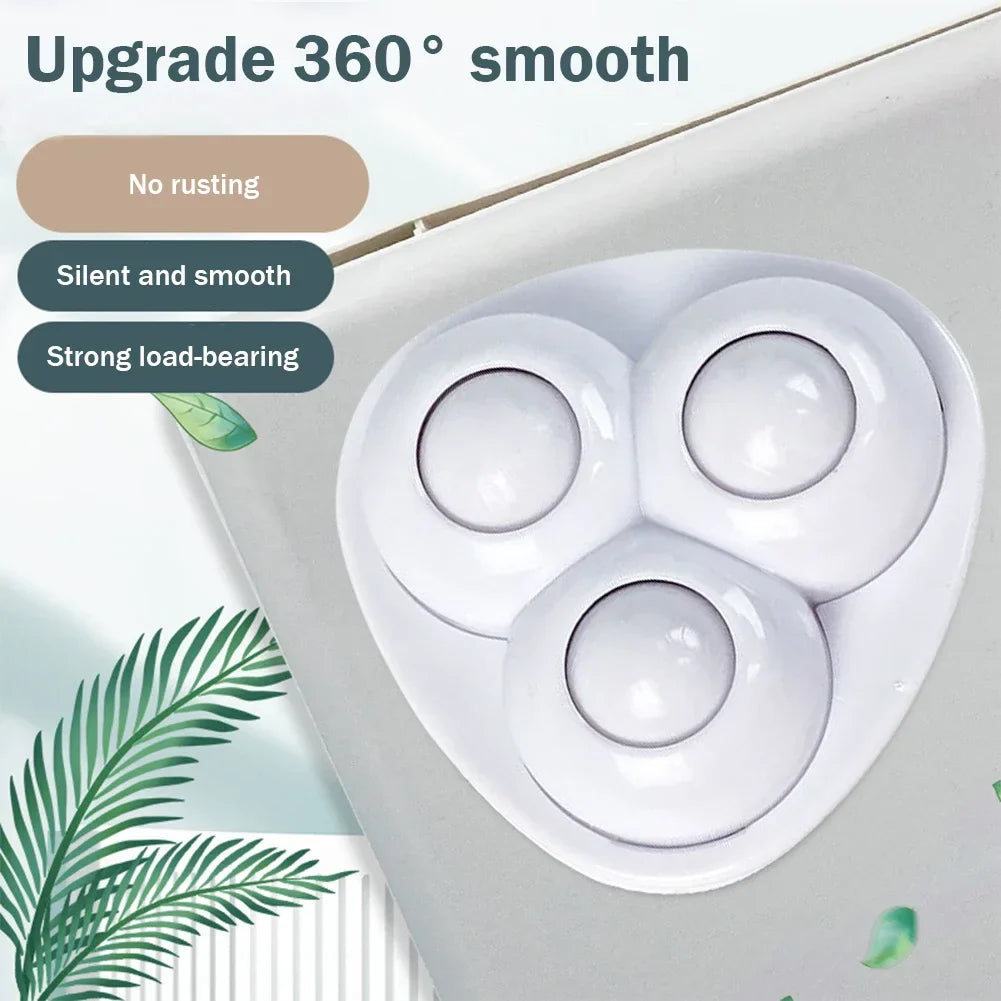 4PCS Universal Self-Adhesive Rotating Wheels – Noise-Free Pulley Set for Trash Cans, Kitchen & Small Appliances