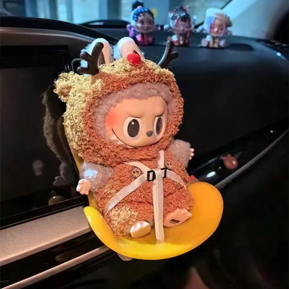 New 15-17cm Labubu Doll Safety Seat – Cute Doll Air Outlet Aromatherapy Decoration for Car Interior