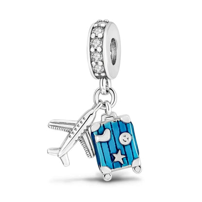 MULA Silver-Plated Sunflower & Four-Leaf Clover Dangle Charms - DIY 3MM Snake Chain Bracelet
