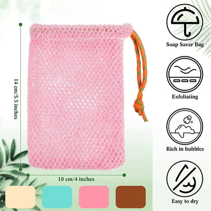 Thicken Nylon Soap Saver Bag Pouch for Plentiful Bubble Foam - Exfoliating Soap Mesh Bags for Shower Soaps Holder Pocket