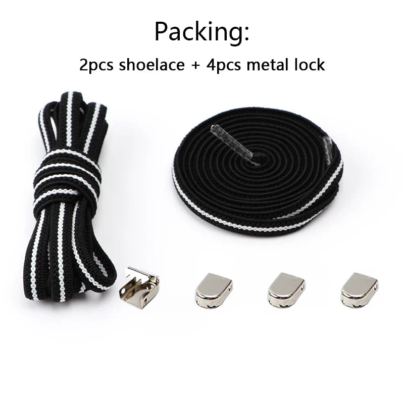 No-Tie Elastic Shoelaces – One Size Fits All Sneakers for Adults & Kids, Flat Tieless Shoestrings