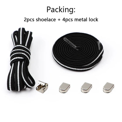 No-Tie Elastic Shoelaces – One Size Fits All Sneakers for Adults & Kids, Flat Tieless Shoestrings