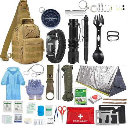 Emergency Trauma Survival Kit - Outdoor Camping First Aid Bag with SOS Wilderness Gear and Emergency Tools