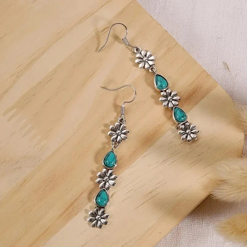 Chrysanthemum Pendant Earrings - Colorful Retro Long Drop Jewelry Gifts for Women and Girls