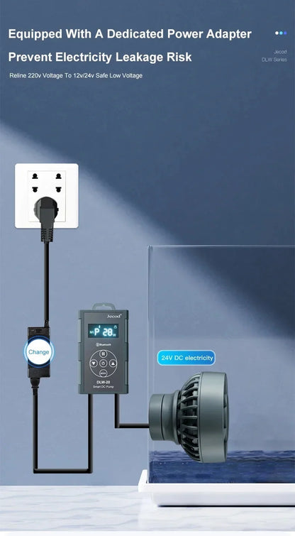 Jebao Jecod DLW Series Bluetooth Aquarium Wave Pump – 2024 Smart Mute DC Water Pump for Saltwater Fish Tanks