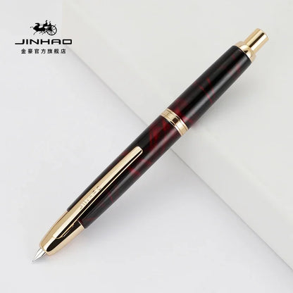 JINHAO 10 Metal Pearl Blue Fountain Pen – EF/F Nib, Pattern Design | Ink Pens for School, Office & Gifts