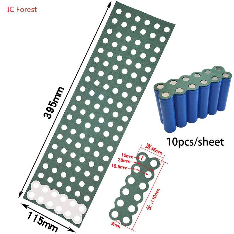 2-6P Hollow & Solid 18650 Li-ion Battery Insulating Gaskets – Positive Pole Protective Stickers with Highland Barley Paper Design