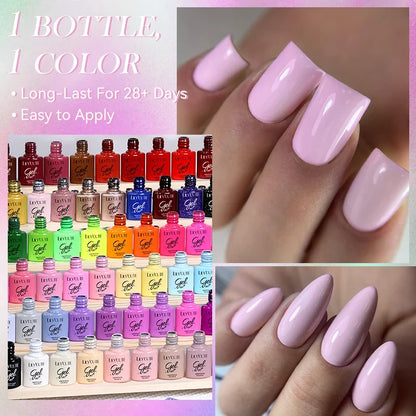 LILYCUTE Solid Color Gel Nail Polish 7ml - Semi-Permanent Soak Off UV LED Gel Varnish for Nail Manicure Art
