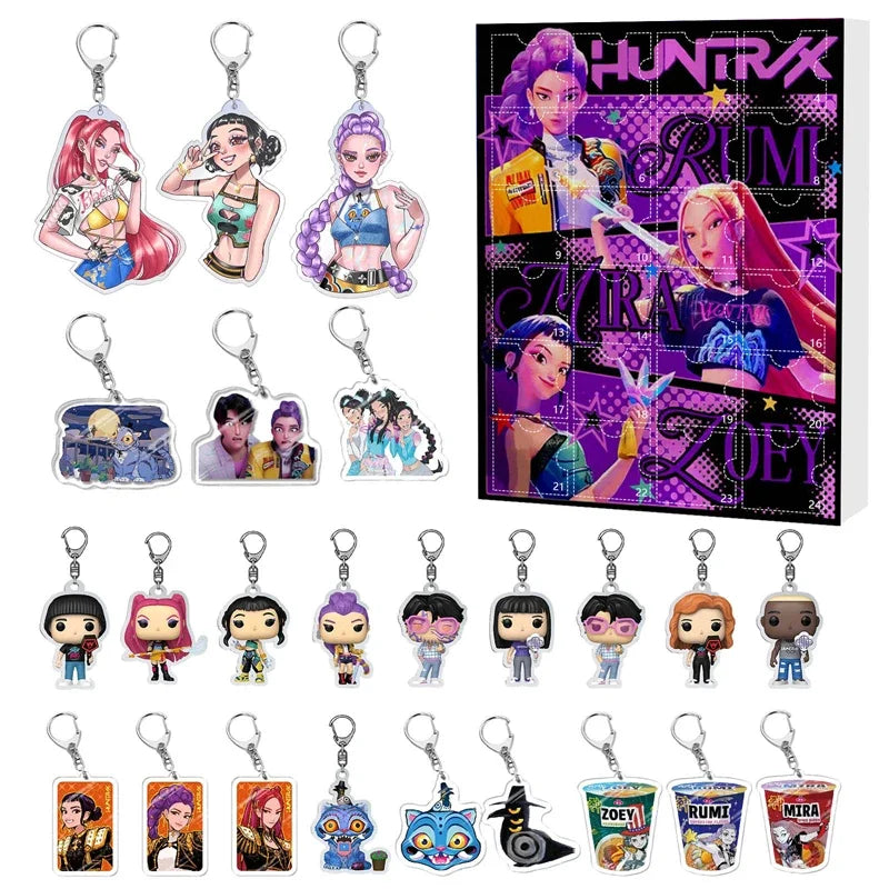 Kpop Demon Hunters Advent Calendar Blind Box — Rumi, Mira, Zoey, Tiger — 24-Day Christmas Countdown Gift