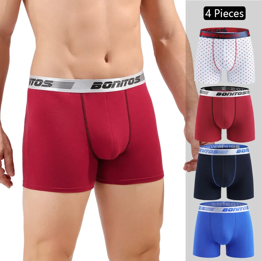 4pcs Men Cotton Boxer Shorts - Soft Comfortable Male Underwear Briefs Couple Boxers Set