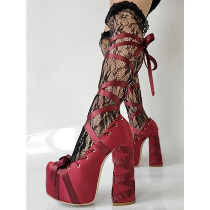 Chunky Heel Lolita Platform Pumps – Cute Ankle Strap Statement Shoes for Parties & Themed Events, Size 47