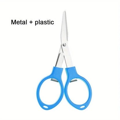 Folding Stainless Steel Scissors - Portable Fishing Line Cutter Sewing Needlework and Stationery Multi-Tool
