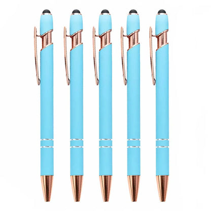 2-in-1 Metal Stylus Ballpoint Pen — 1.0mm Black Ink Pen for Smartphone and Tablet, Set of 5–10 Pieces