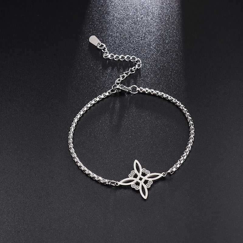 Witchcraft Witch Knot Necklace - Irish Trinity Knot Triple Spiral Pendant, Stainless Steel Ankh Cross Pentagram Amulet Jewelry