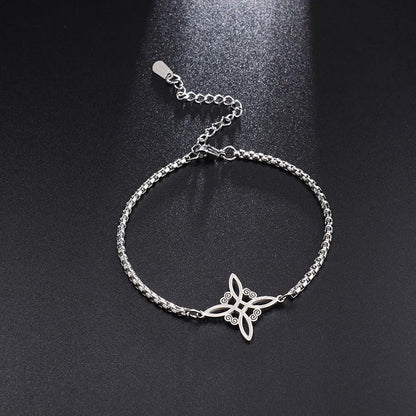Witchcraft Witch Knot Necklace - Irish Trinity Knot Triple Spiral Pendant, Stainless Steel Ankh Cross Pentagram Amulet Jewelry