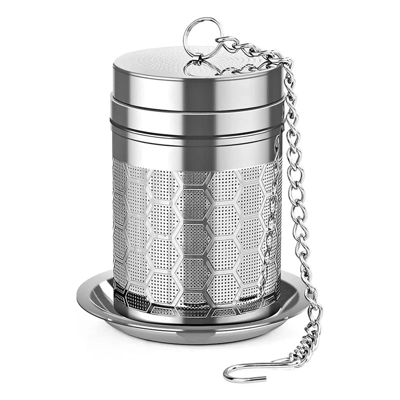 Stainless Steel Tea Infuser — Extra Fine Mesh Strainer with Extended Chain Hook for Loose Tea