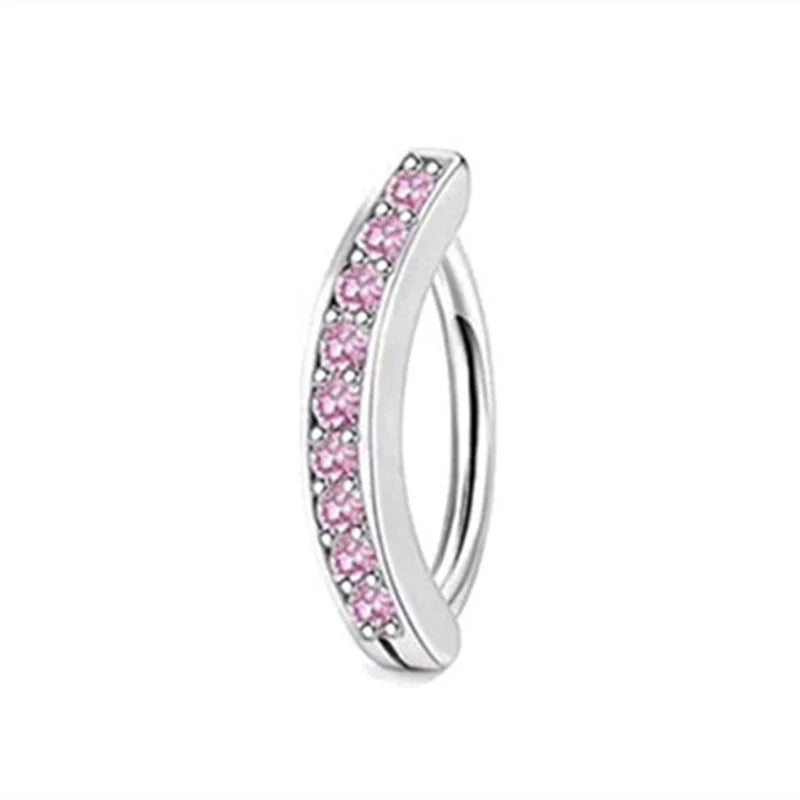 Stainless Steel Crystal Belly Button Ring - Fashion Drip Clicker Navel Piercing Jewelry for Women