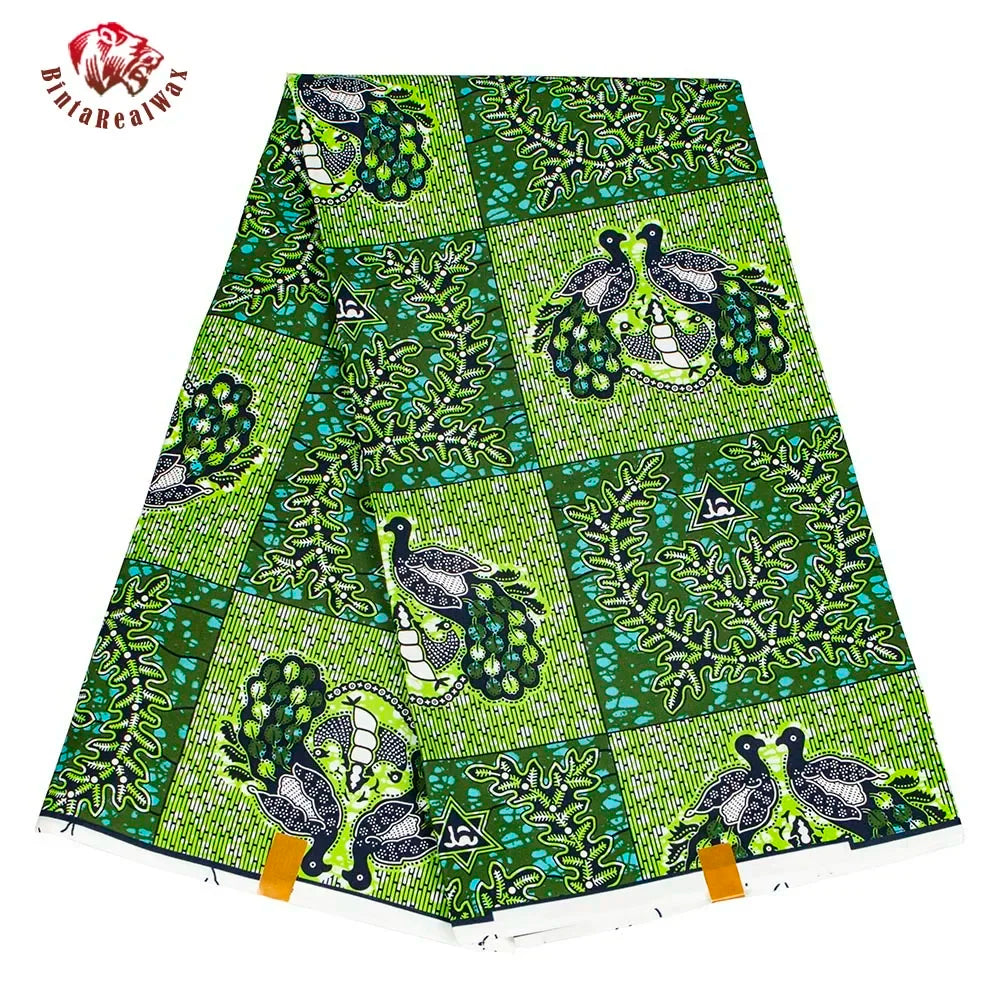 Ankara African Leaf Print Fabric - Real Wax Patchwork Sewing, Craft & DIY Textile Material