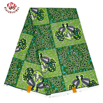Ankara African Leaf Print Fabric - Real Wax Patchwork Sewing, Craft & DIY Textile Material