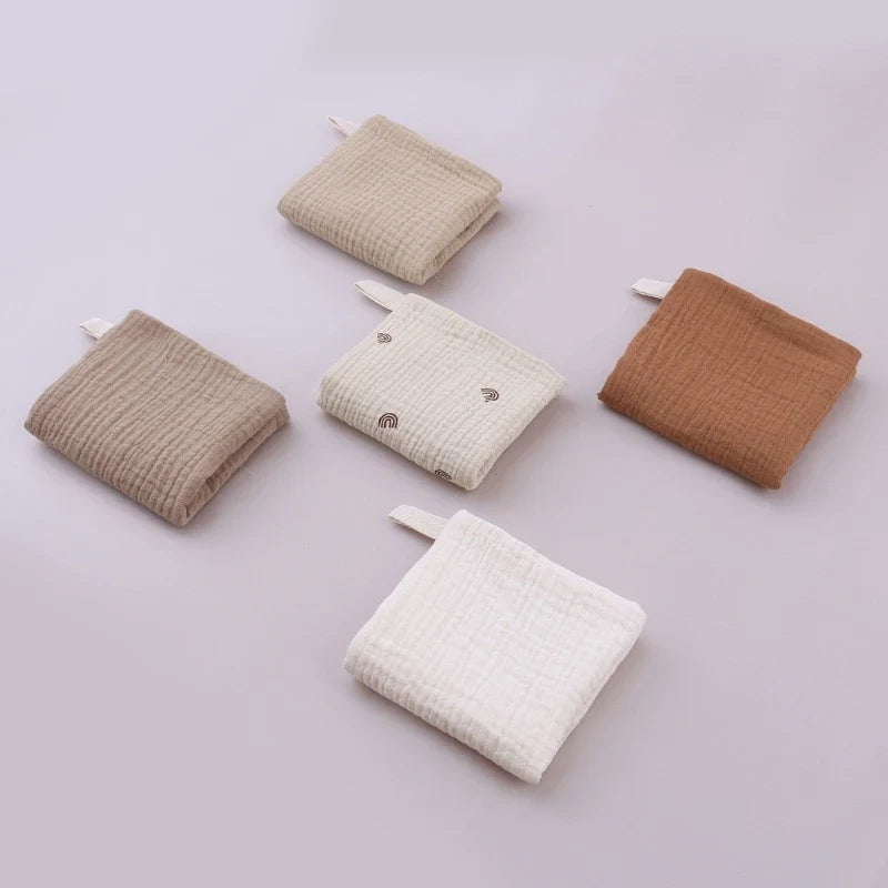 5PCS Baby Cotton Gauze Towels - Soft Absorbent Face Cloths for Bathing, Feeding & Daily Care
