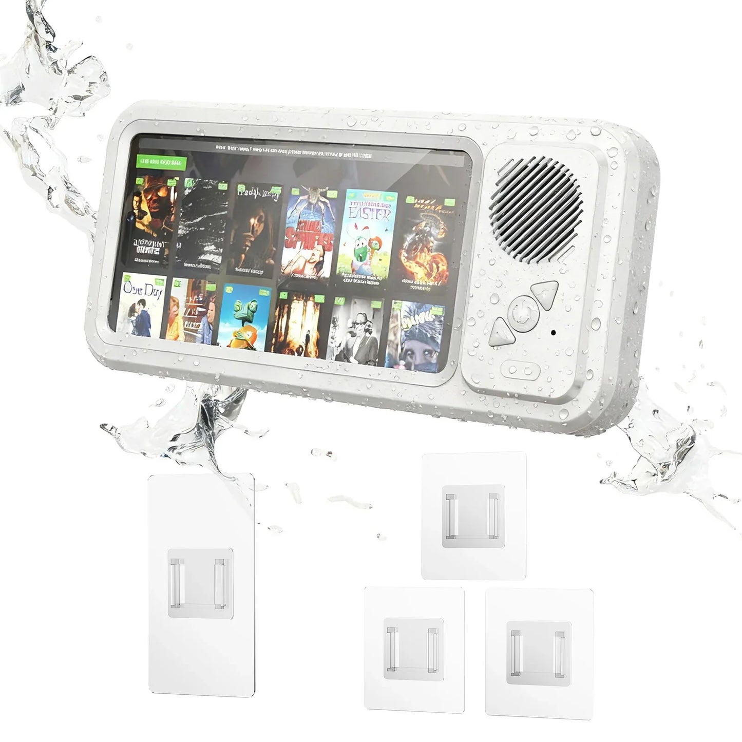 Waterproof Shower Phone Holder with Bluetooth Speaker – Wall Mounted Bathroom Phone Case Stand for Mirror & Hands-Free Music Streaming