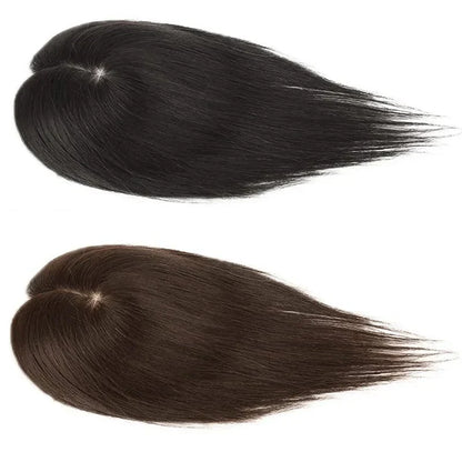 Silk Top Swiss Lace Clip-In Topper – Straight Real Human Hair Toupee with Bangs, Breathable & Soft, Blonde Color