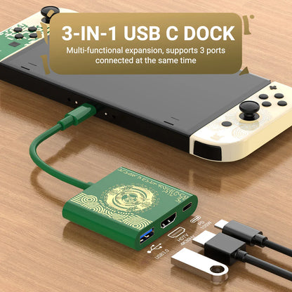 4K Switch TV Docking Station — 3-in-1 USB-C Game Hub with USB 3.0, HDMI & 100W PD for Laptop, Nintendo Switch/Switch OLED, Mobile Phone