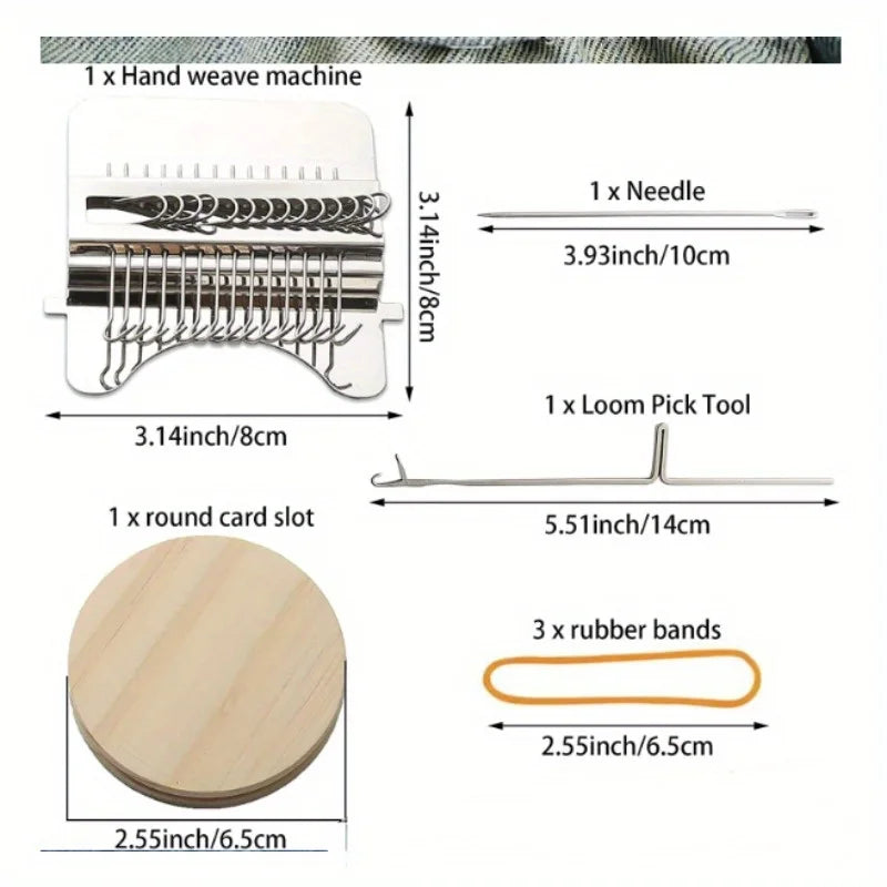 DIY Mini Weaving Loom - Wooden Hand Knitting and Braiding Tool for Creative Patching, Stitching & Crafts