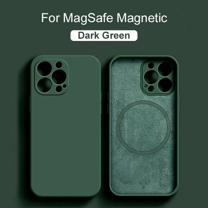 MagSafe Magnetic Silicone Case - Original Wireless Charging Cover for iPhone 15 14 13 12 11 Pro Max Mini X XR XS 8 Plus