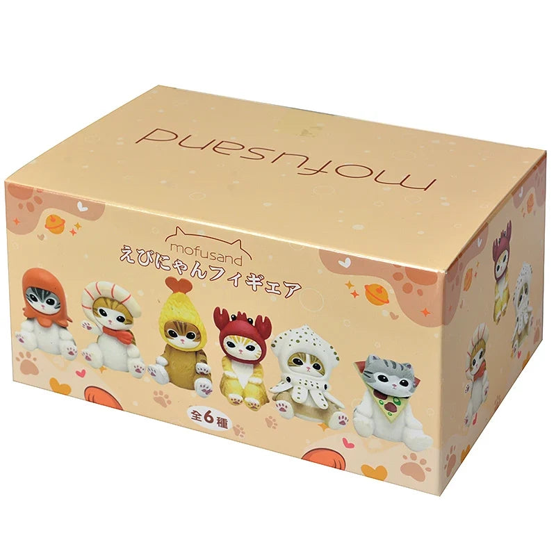 Mofusand Shark Cat Mini Figures - Cute Blind Box Animal Anime Ornaments for Kids and Collectible Gifts