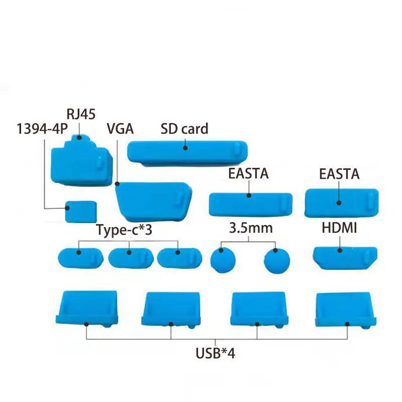 16PCS Silicone Dust Plug Set - Waterproof Anti Dust Covers for USB Type C Laptop & Device Ports