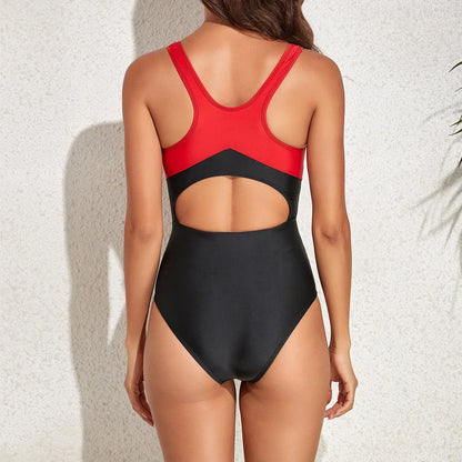 Athletic Racerback One Piece Swimsuit - Women's Slimming Sports Swimwear Surf Monokini Bathing Suit