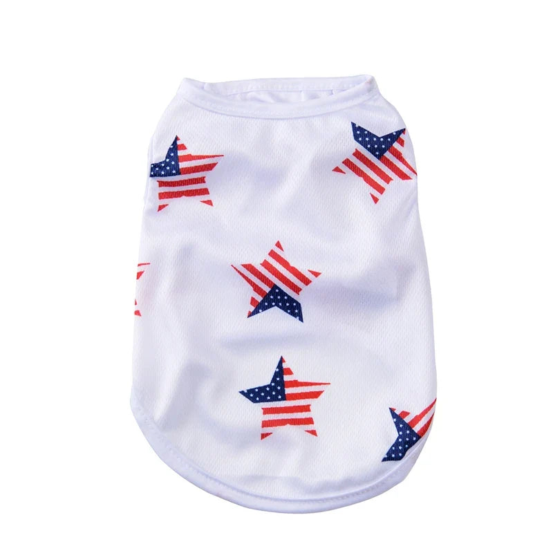 Summer Patriotic Dog Vest - Breathable Independence Day 4th of July Pet T-Shirt for Small Medium Dogs Cats