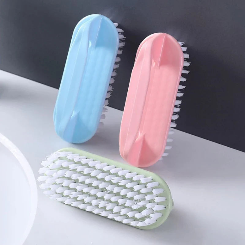 Hard Bristle Scrubbing Brush - Portable Plastic Hand Brush for Laundry, Shoes, Kitchen & Bathroom Cleaning
