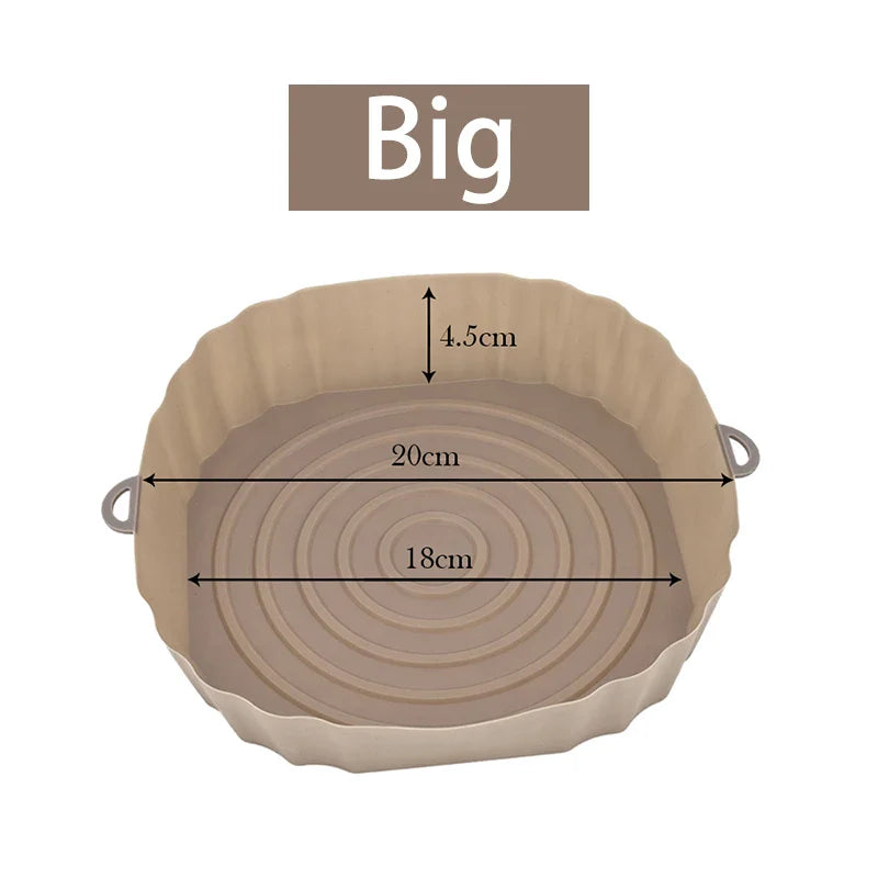 Reusable Air Fryer Silicone Pot & Baking Tray Set – 1/2/3PCS Silicone Basket for Pizza, Fried Chicken & Grill