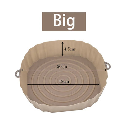 Reusable Air Fryer Silicone Pot & Baking Tray Set – 1/2/3PCS Silicone Basket for Pizza, Fried Chicken & Grill