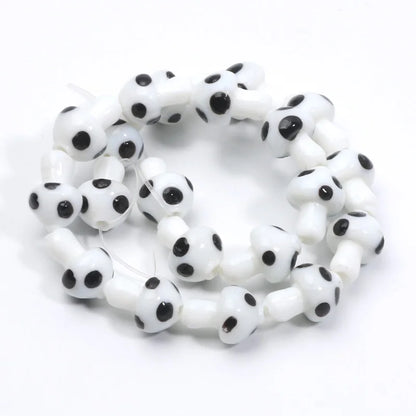20pcs Lampwork Glass Mushroom Beads - Colorful Loose Beads for DIY Jewelry Making, Handmade Crafts & Accessories