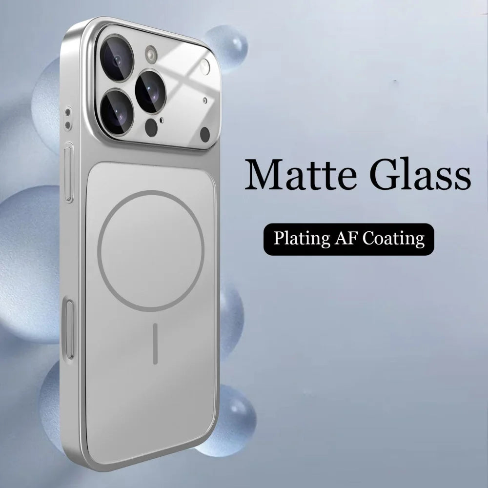 Original Glass Nano Matte Case – Magnetic MagSafe Wireless Charging Armor Cover for iPhone 17 Pro Max, 16, 15, 14, 13 Pro Max, 17 Air