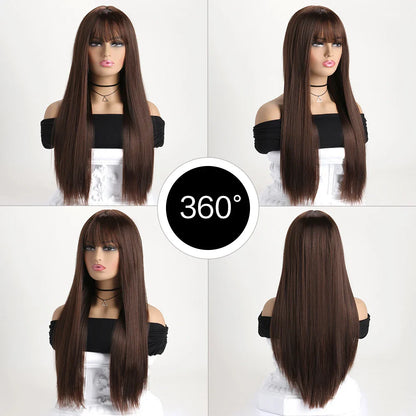 26" Long Straight Synthetic Wig – Fashion Color Wig for Women, Daily Wear, Halloween Costume, Party & Cosplay