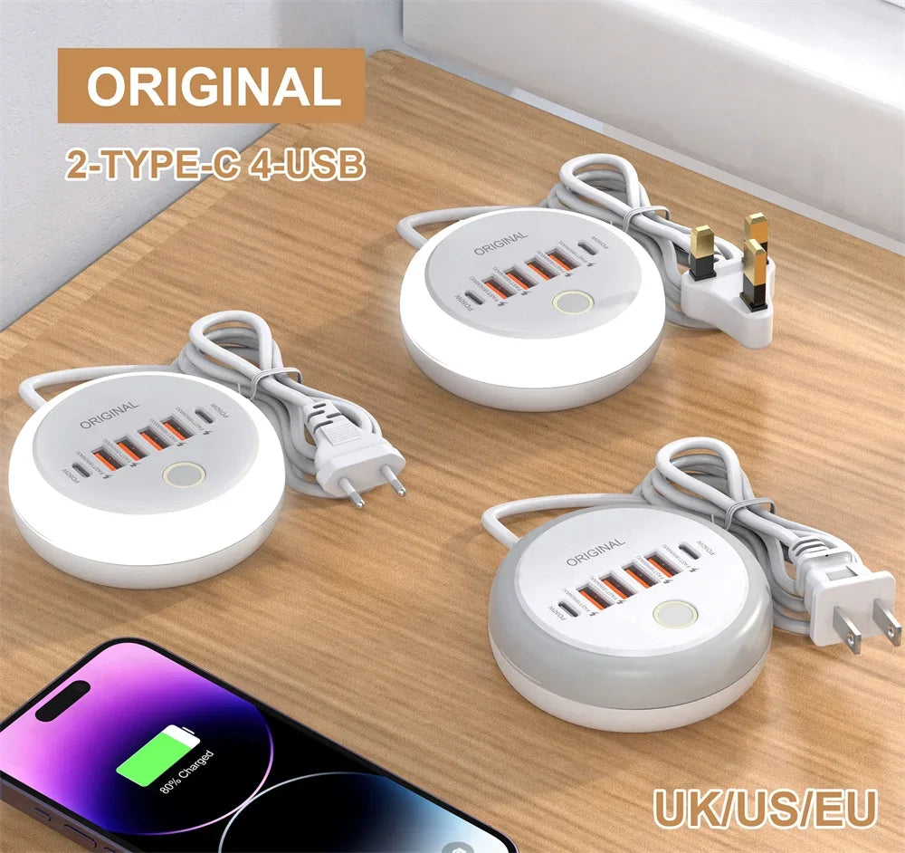 50W USB-C Power Strip Charger - Multi-Port Fast Charging Wall Adapter for iPhone 12/13 & Mobile Devices